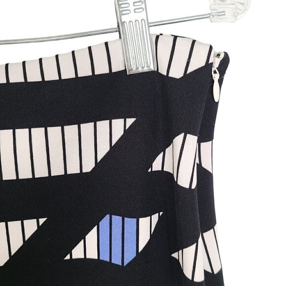 Worthington Black White Blue Striped Knee Length Skirt - Picture 2 of 6
